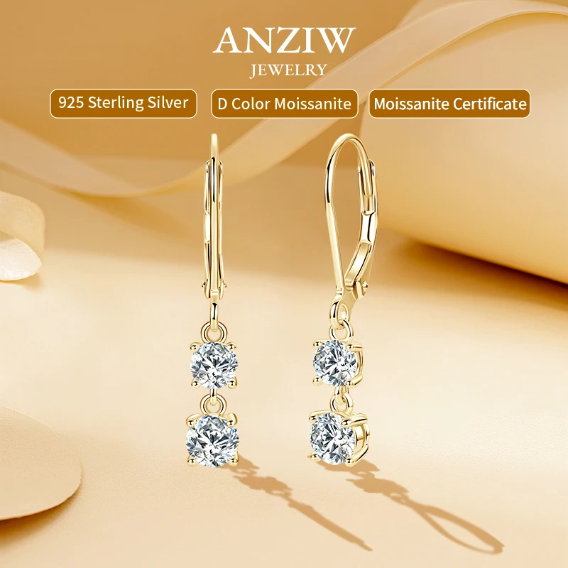 Anziw 1.4CTTW. Moissanite Leverback Drop Earrings for Women 925 Sterling Silver Hoops 4.5mm 4mm Lad Diamond Jewelry Wedding Gift
Anziw 1.4CTTW. Moissanite Leverback Drop Earrings for Women 925 Sterling Silver Hoops 4.5mm 4mm Lad Diamond Jewelry Wedding Gift