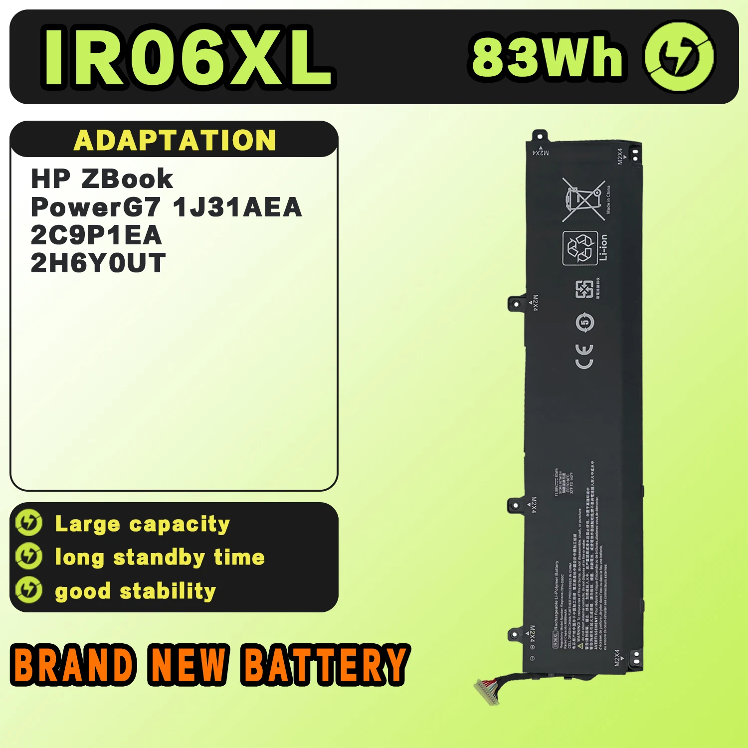 SAT Laptop Battery for HP IR06XL ZBook Power G7 Mobile Workstation IR06083XL TPN-DB0C M02029-005 M01523-2C1L 11.58V 83WH
SAT Laptop Battery for HP IR06XL ZBook Power G7 Mobile Workstation IR06083XL TPN-DB0C M02029-005 M01523-2C1L 11.58V 83WH