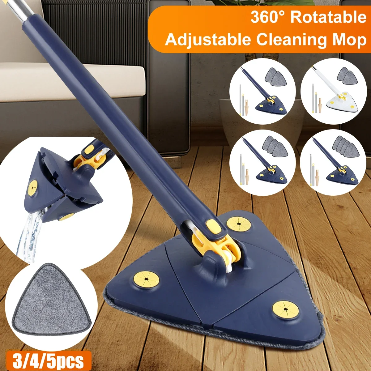 Telescopic Triangle Mop 360° Rotatable Self-wringing Triangle Extended Adjustable Mop Floor Squeeze Free Hand Washing Lazy Tool
Telescopic Triangle Mop 360° Rotatable Self-wringing Triangle Extended Adjustable Mop Floor Squeeze Free Hand Washing Lazy Tool