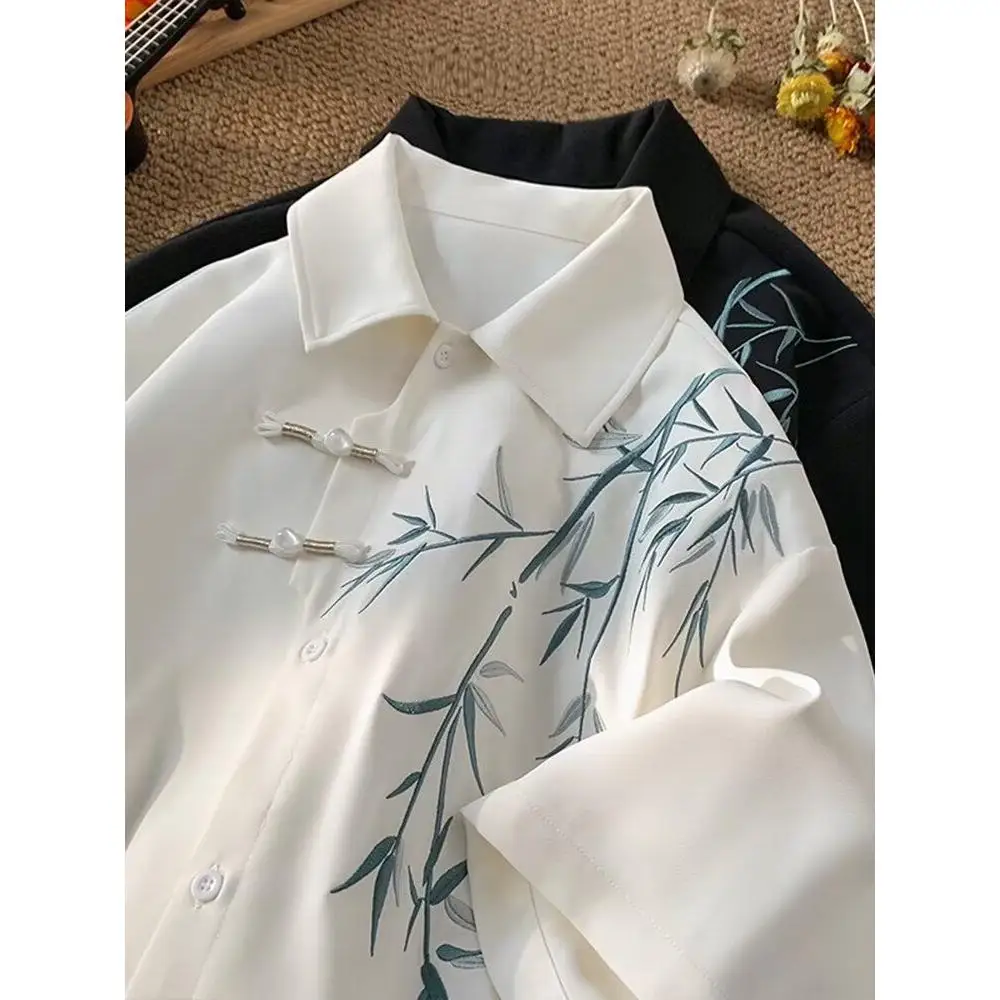 New Chinese Sle Men's ort Sve irt Summer Trendy Brand Bamboo Embroidery Button Design Iron Free Polyester Fiber
New Chinese Sle Men's ort Sve irt Summer Trendy Brand Bamboo Embroidery Button Design Iron Free Polyester Fiber