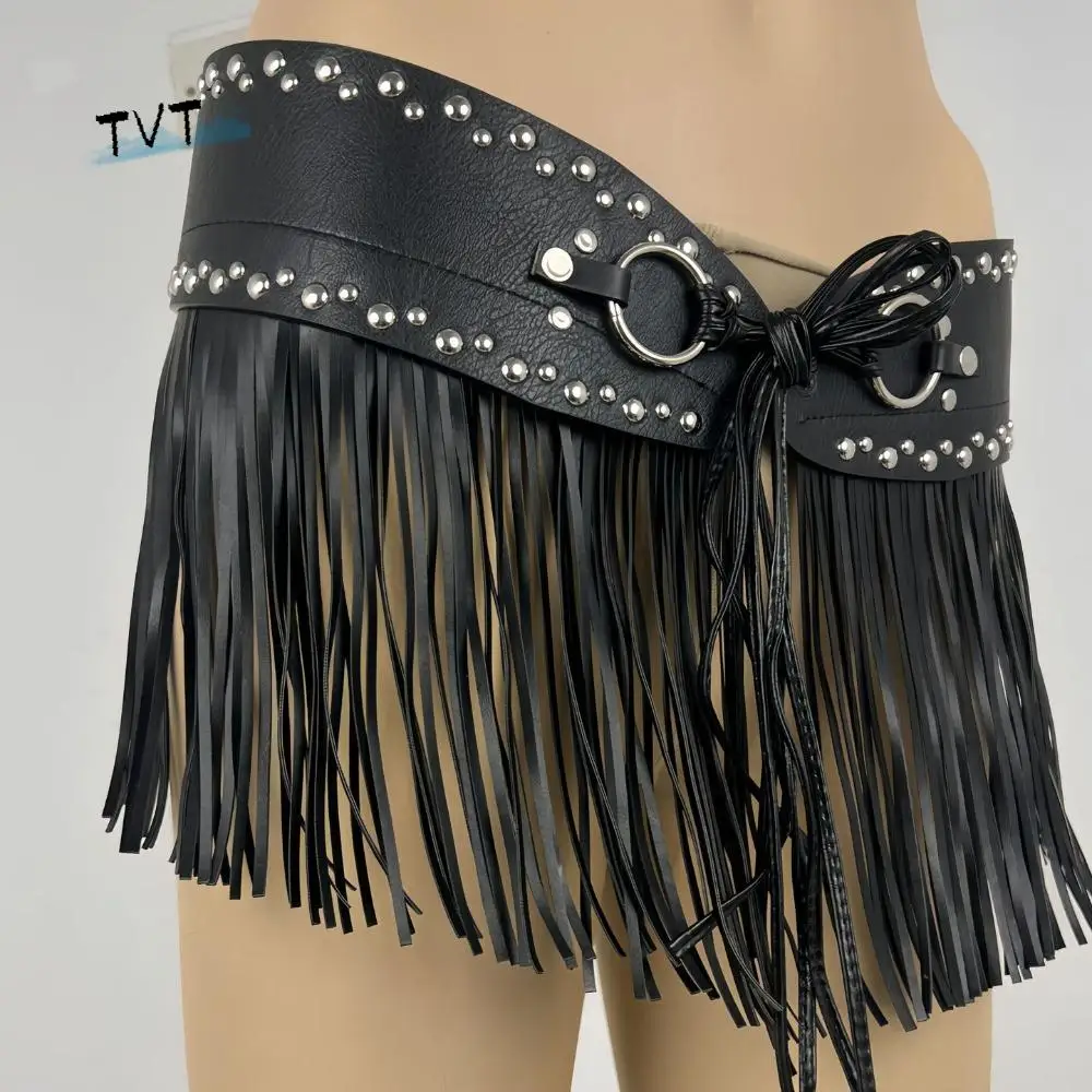 Trendy Black Rrivet Belt Punk Style Width Skirt Decoration Jeans Decor Spicy Girl Pu Tassel Waistbands Female/Girls 
Trendy Black Rrivet Belt Punk Style Width Skirt Decoration Jeans Decor Spicy Girl Pu Tassel Waistbands Female/Girls