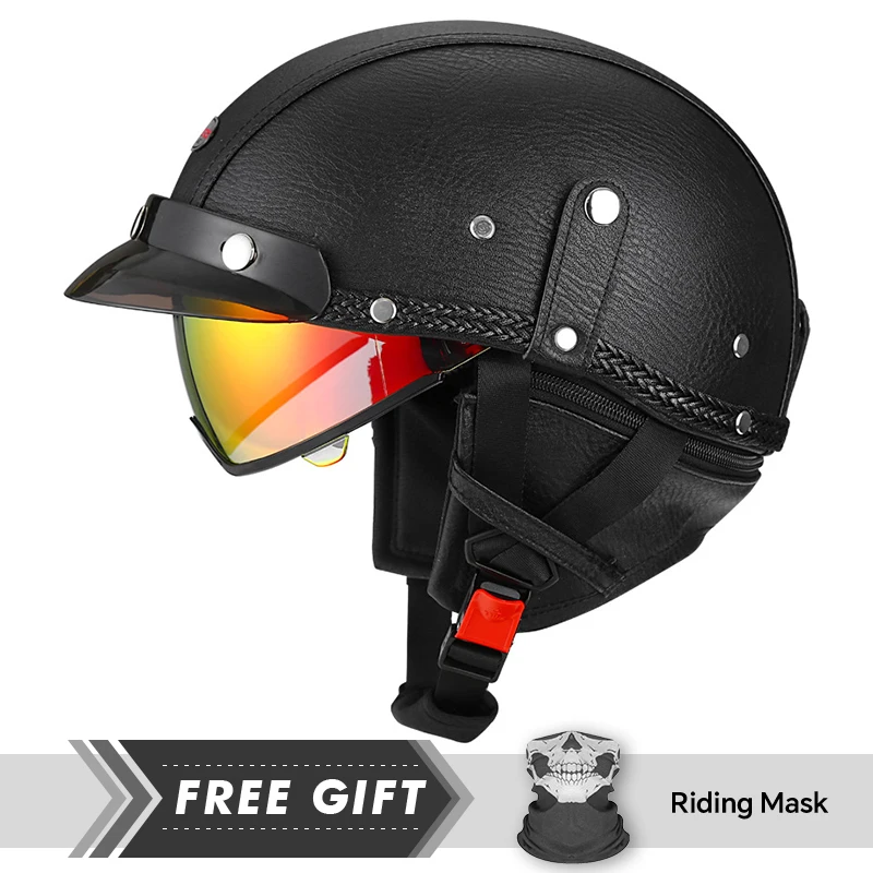 DOT Approved Men Women Half Face Motorcycle Helmets Leather Low Profile Half Helmet Chopper Biker Pilot 1/2 Half Helmet Adult
DOT Approved Men Women Half Face Motorcycle Helmets Leather Low Profile Half Helmet Chopper Biker Pilot 1/2 Half Helmet Adult