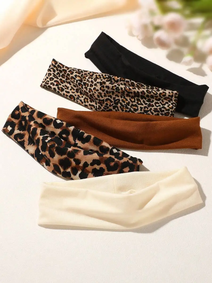 5pcs Wide Leopard Print And Solid Color Headbands For Women Daily Street Festival Wear
5pcs Wide Leopard Print And Solid Color Headbands For Women Daily Street Festival Wear