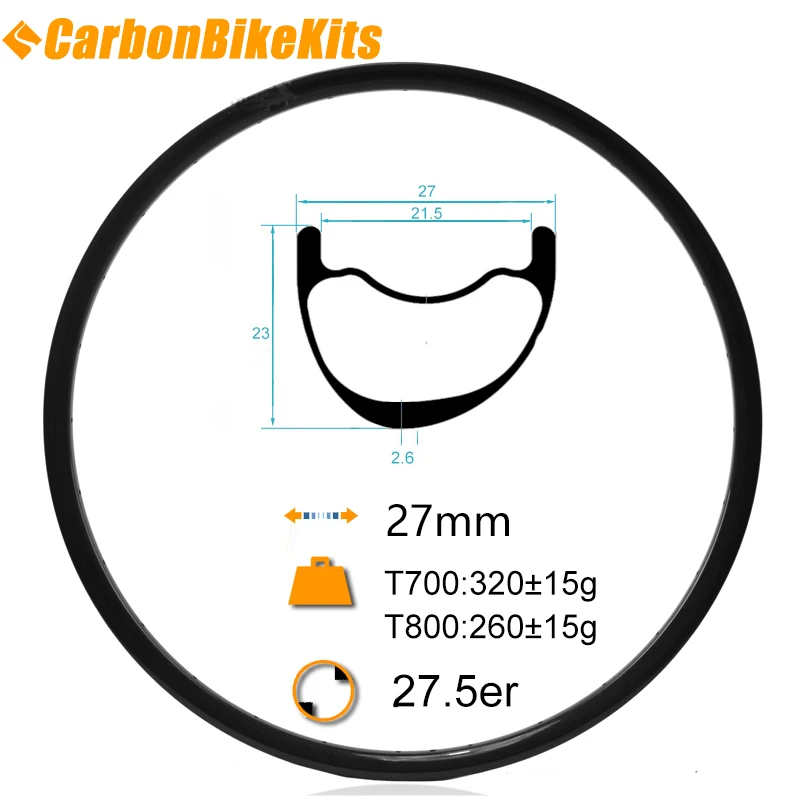 260g lightweight 27.5er 650B MTB mountain bike asymmetric carbon tubeless rim outer wide 27mm inner wide 21.5mm
260g lightweight 27.5er 650B MTB mountain bike asymmetric carbon tubeless rim outer wide 27mm inner wide 21.5mm