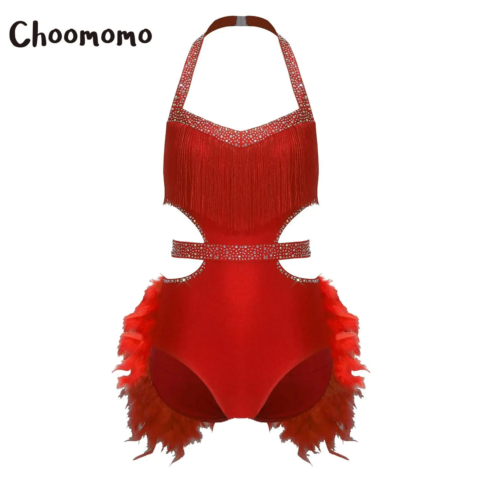 Womens Tassel Latin Dance Leotard Dress Rhinestone Feather Halter Dance Bodysuit Skating Tango Cha-Cha Rumba Spanish Performance
Womens Tassel Latin Dance Leotard Dress Rhinestone Feather Halter Dance Bodysuit Skating Tango Cha-Cha Rumba Spanish Performance