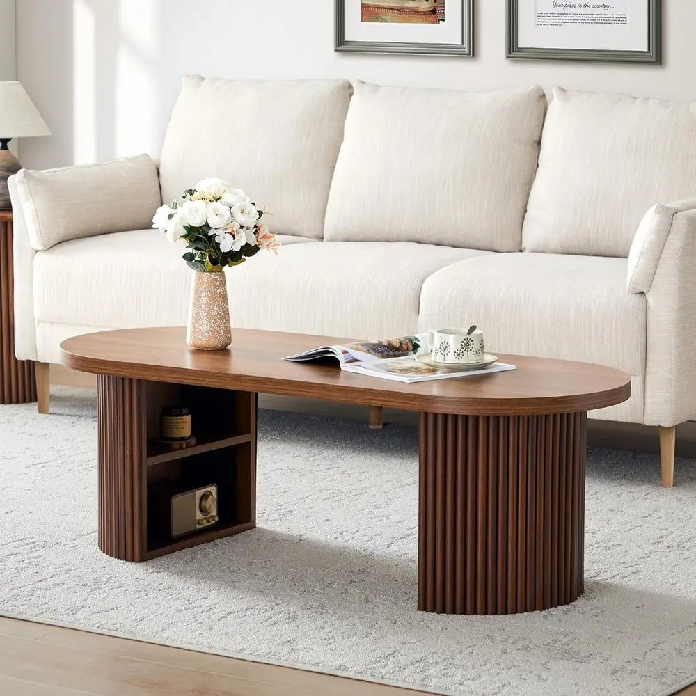 Mid-Century Modern Coffee Table with Storage, Curved Walnut Center Table for Living Room, Office, Cafe, 47.24 x 19.69 x 15.74
Mid-Century Modern Coffee Table with Storage, Curved Walnut Center Table for Living Room, Office, Cafe, 47.24 x 19.69 x 15.74