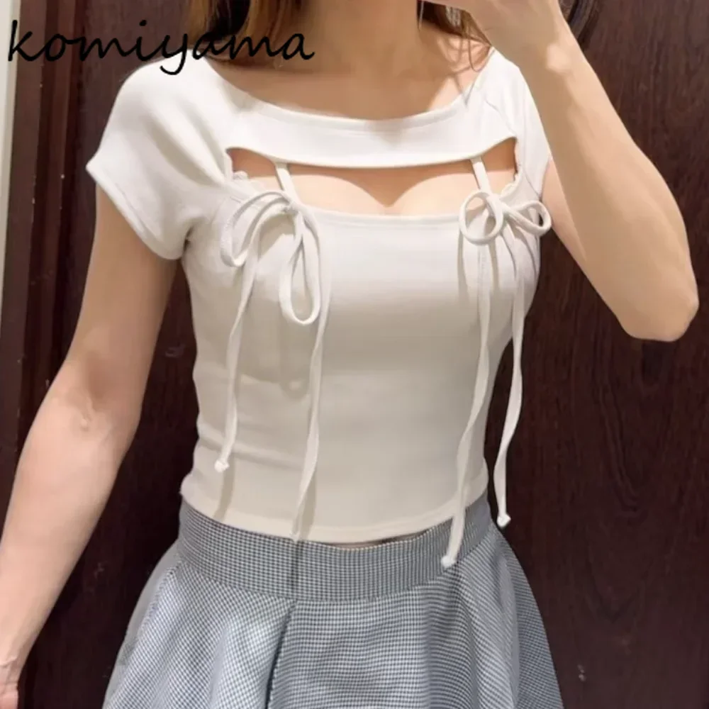 Вязаная женская одежда на шнуровке с бантом Ropa De Mujer, летняя одежда с короткими рукавами, футболка 2025 года, стильная футболка Pure Desire Camisetas
Вязаная женская одежда на шнуровке с бантом Ropa De Mujer, летняя одежда с короткими рукавами, футболка 2025 года, стильная футболка Pure Desire Camisetas