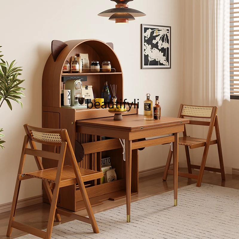 Small apartment telescopic folding dining table cabinet integrated, medieval solid wood dining table and chair combination
Small apartment telescopic folding dining table cabinet integrated, medieval solid wood dining table and chair combination