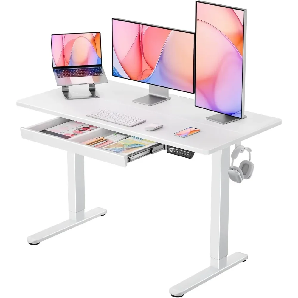 Standing Desk with Drawer, 48 x 24 inch Electric Height Adjustable Desk with 4 Preset Heights & 2 Storage Hooks, Sit Stand Desk
Standing Desk with Drawer, 48 x 24 inch Electric Height Adjustable Desk with 4 Preset Heights & 2 Storage Hooks, Sit Stand Desk