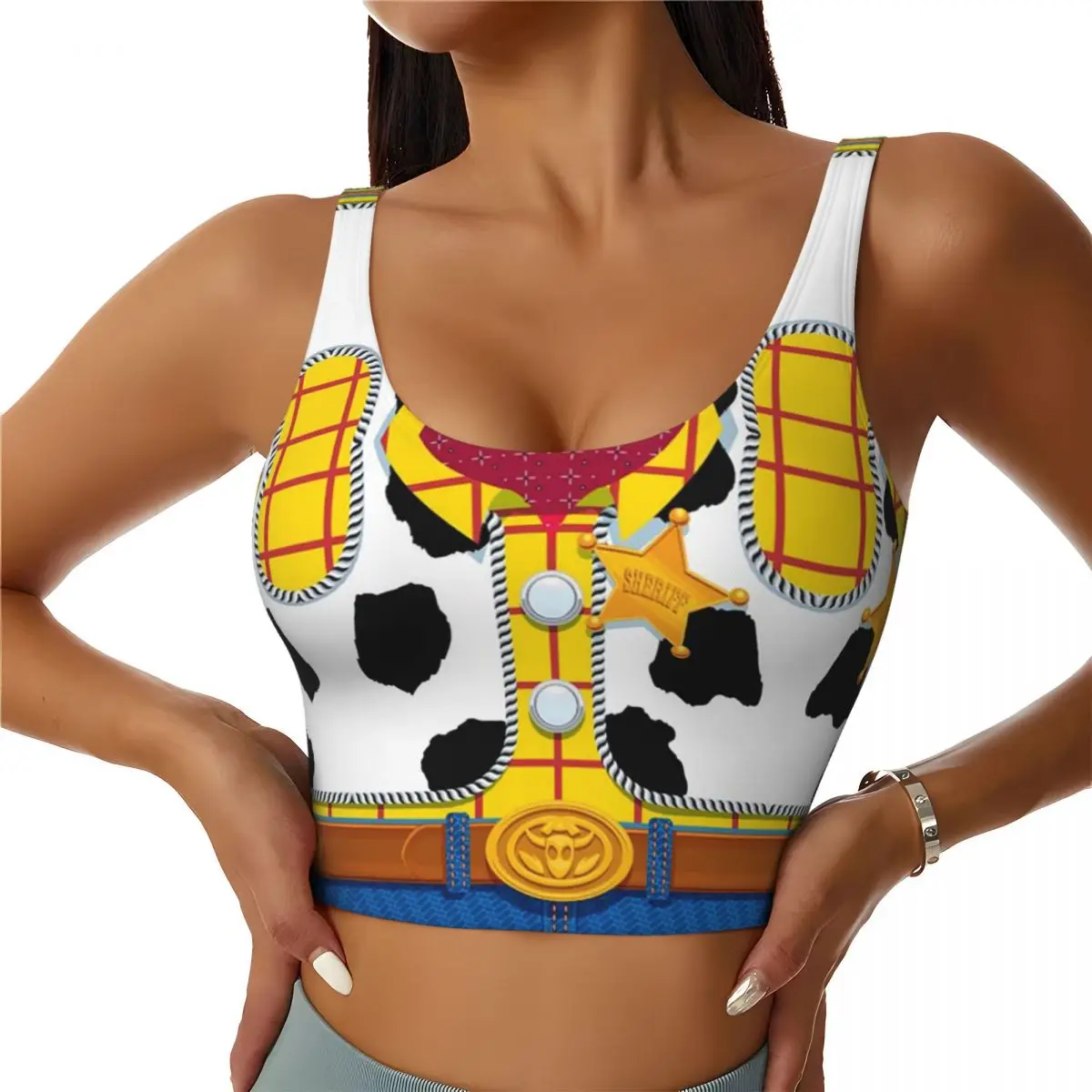 Женские спортивные топы-бра для йоги и фитнеса с принтом «Шериф Вуди» из мультфильма «История игрушек»
Женские спортивные топы-бра для йоги и фитнеса с принтом «Шериф Вуди» из мультфильма «История игрушек»