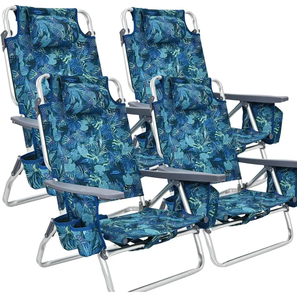 Adjustable 5-Position Beach Chairs with Backpack, Cooler, Pillow, Towel Bar, and Cup Holders
Adjustable 5-Position Beach Chairs with Backpack, Cooler, Pillow, Towel Bar, and Cup Holders