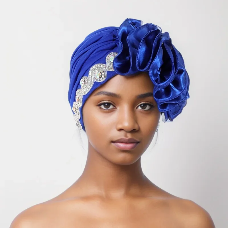 African Female Head Wrap Bonnet Nigeria Party Headwear Hijab Ruffled Pleated Turban Cap for Women Ready Made Diamonds Headtie
African Female Head Wrap Bonnet Nigeria Party Headwear Hijab Ruffled Pleated Turban Cap for Women Ready Made Diamonds Headtie