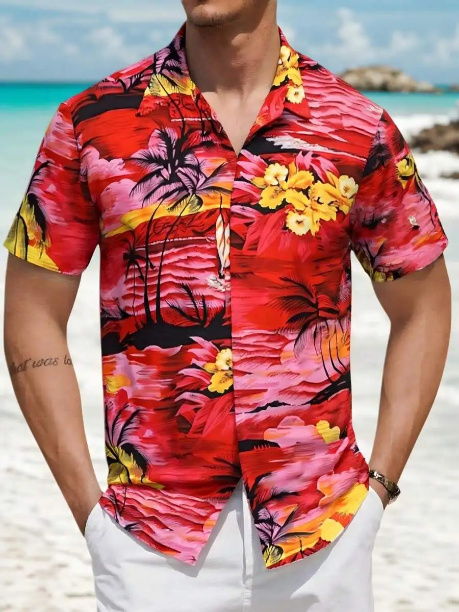 Mens Hawaiian Shirt Tropical Print Short Sleeve Button Down Beach Vacation Shirt
Mens Hawaiian Shirt Tropical Print Short Sleeve Button Down Beach Vacation Shirt