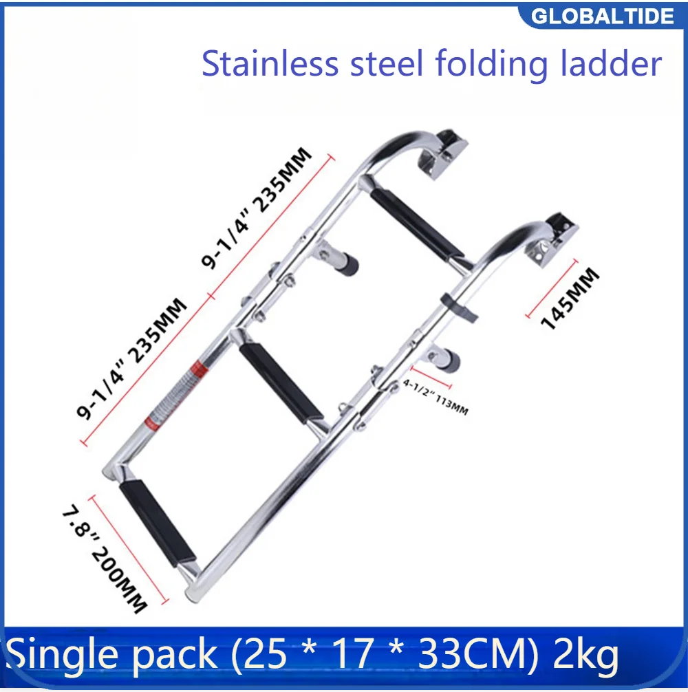 High Quality Stainless Steel 3 Step Boat Ladder with Handrail Marine Under Platform Boat Accessories Boarding Telescoping Ladder
High Quality Stainless Steel 3 Step Boat Ladder with Handrail Marine Under Platform Boat Accessories Boarding Telescoping Ladder