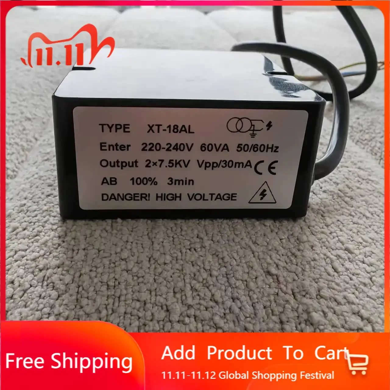 Ignition Transformer For Waste Oil Burner Output 15KV XT18AL Input 220V-240V Promotion 2026 NEW
Ignition Transformer For Waste Oil Burner Output 15KV XT18AL Input 220V-240V Promotion 2026 NEW