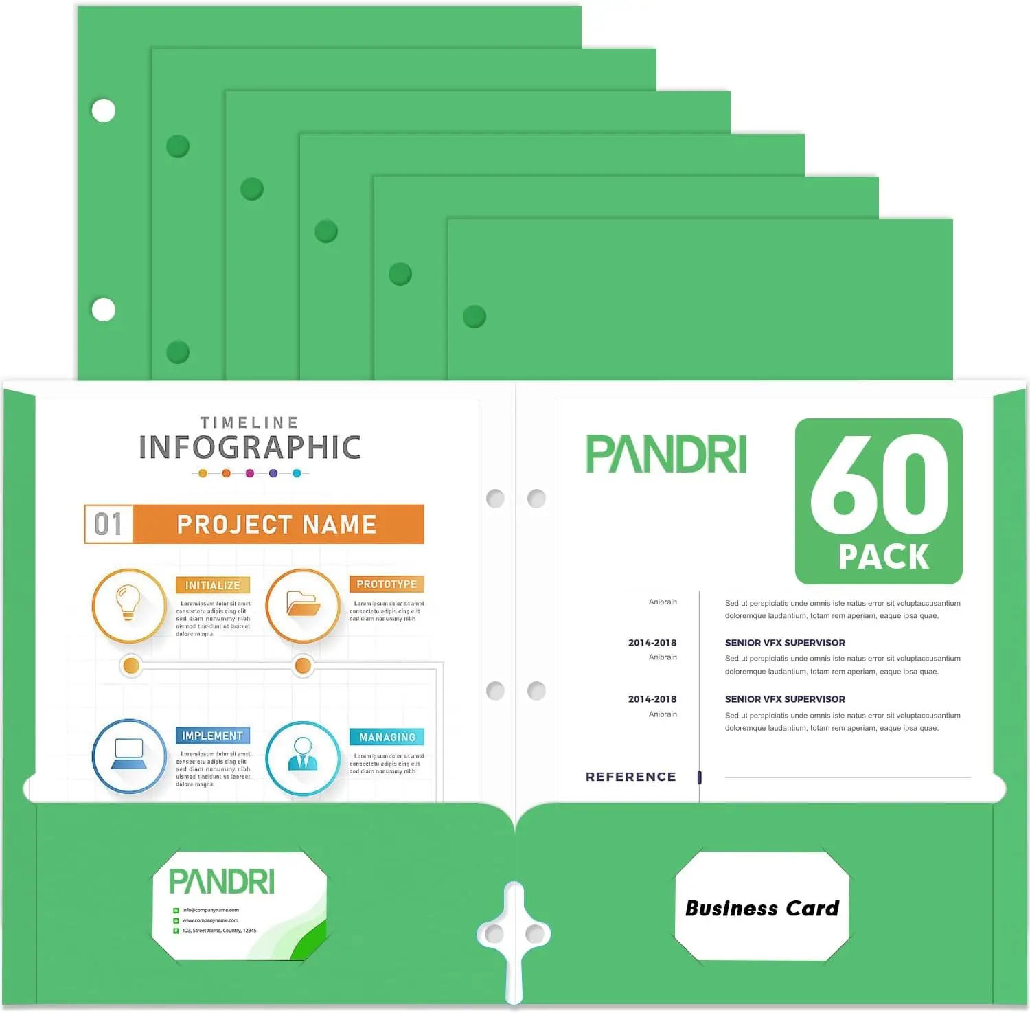 Two Pocket Portfolio Folders, 60 Pack 3 Hole Punched Letter Size for School Office Home Business, Green
Two Pocket Portfolio Folders, 60 Pack 3 Hole Punched Letter Size for School Office Home Business, Green