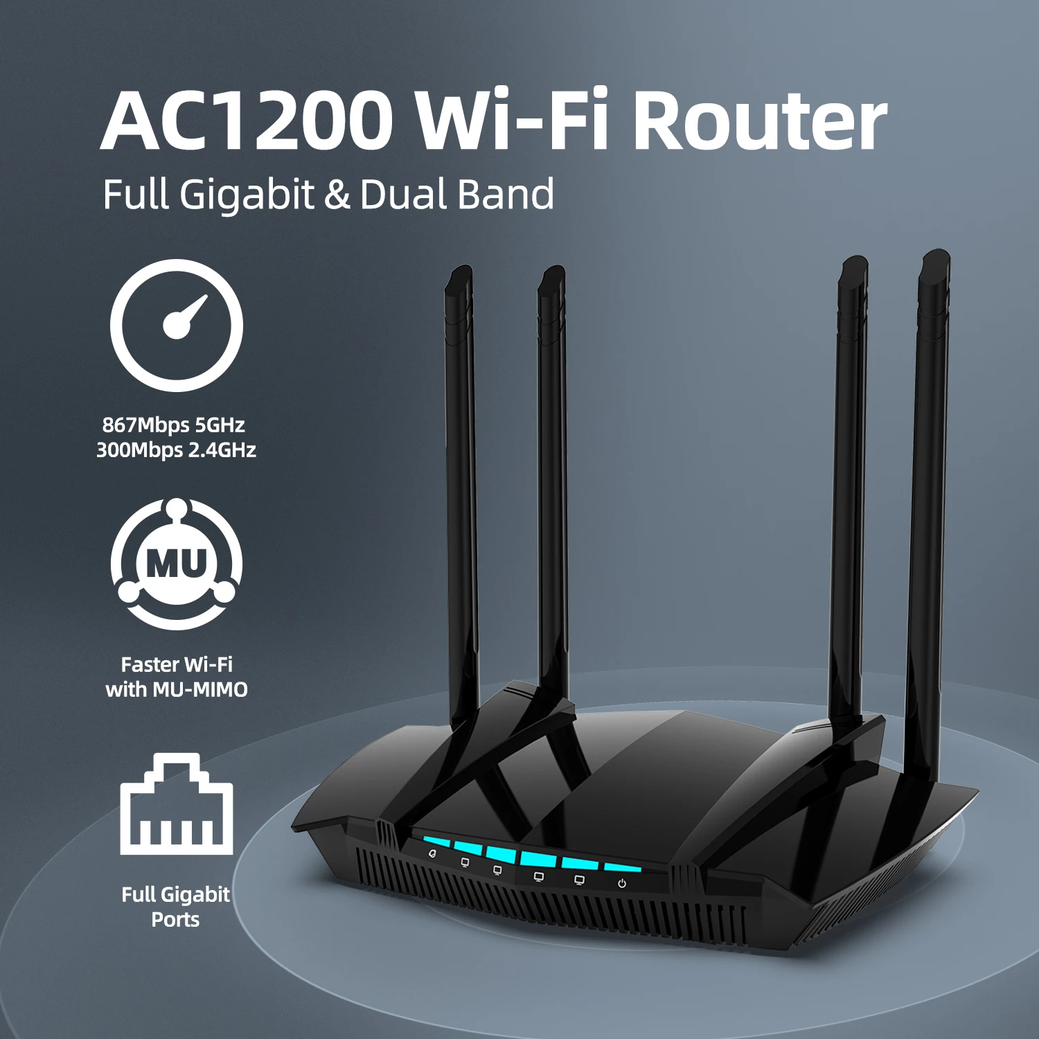 PIX-LINK AC1200 Dual Band Gigabit WiFi Router 1200Mbps 5GHz/2.4GHz MU-MIMO WPA3 4 Antennas Full Gigabit Ports Cover 300m²
PIX-LINK AC1200 Dual Band Gigabit WiFi Router 1200Mbps 5GHz/2.4GHz MU-MIMO WPA3 4 Antennas Full Gigabit Ports Cover 300m²