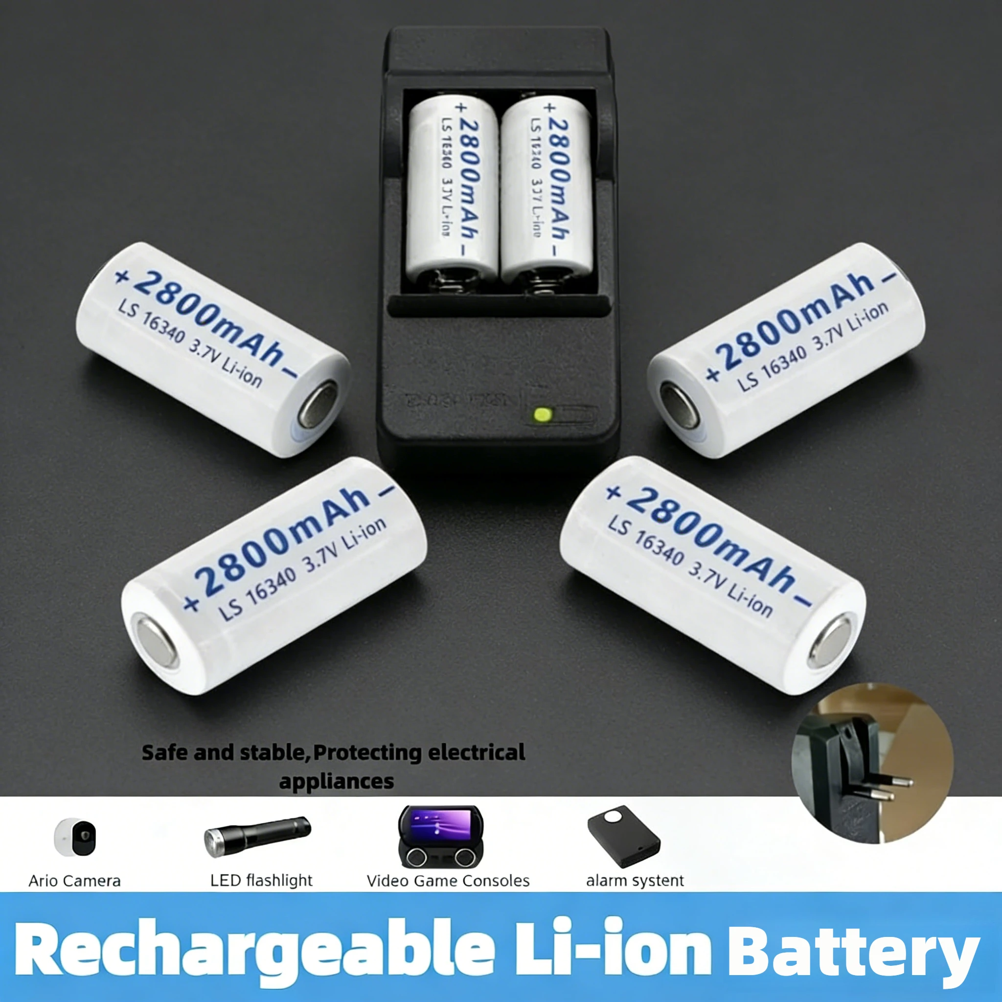 DL123A 3.7V 2800mAh High Capacity Rechargeable Battery And Charger Set for Security Camera System Power Solution
DL123A 3.7V 2800mAh High Capacity Rechargeable Battery And Charger Set for Security Camera System Power Solution