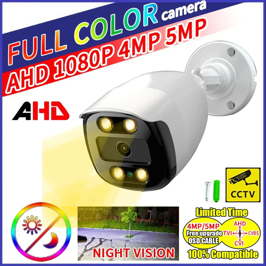 5MP 24H Full Color Night Vision CCTV AHD Camera 4MP 1080P CVBS HD Luminous Led Digital H.265 Outdoor Street lighting Waterproof
5MP 24H Full Color Night Vision CCTV AHD Camera 4MP 1080P CVBS HD Luminous Led Digital H.265 Outdoor Street lighting Waterproof