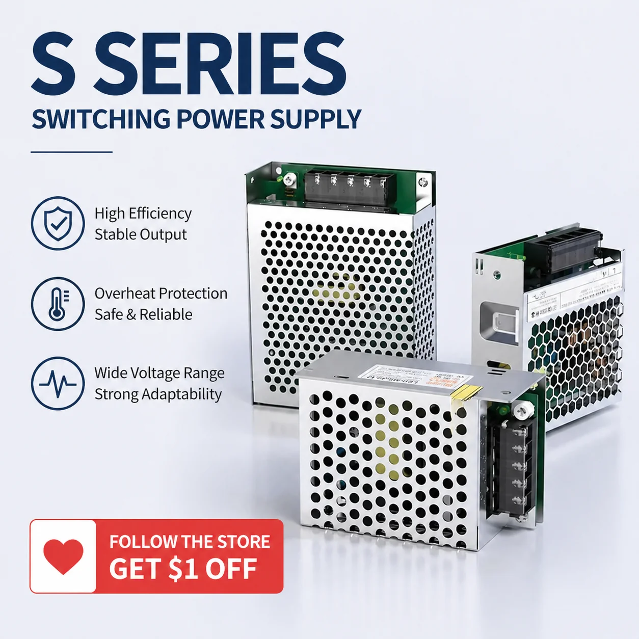 S series switching power supply 220v to 24v 12v 5v led light monitoring dc high-power transformer 5a 10a
S series switching power supply 220v to 24v 12v 5v led light monitoring dc high-power transformer 5a 10a