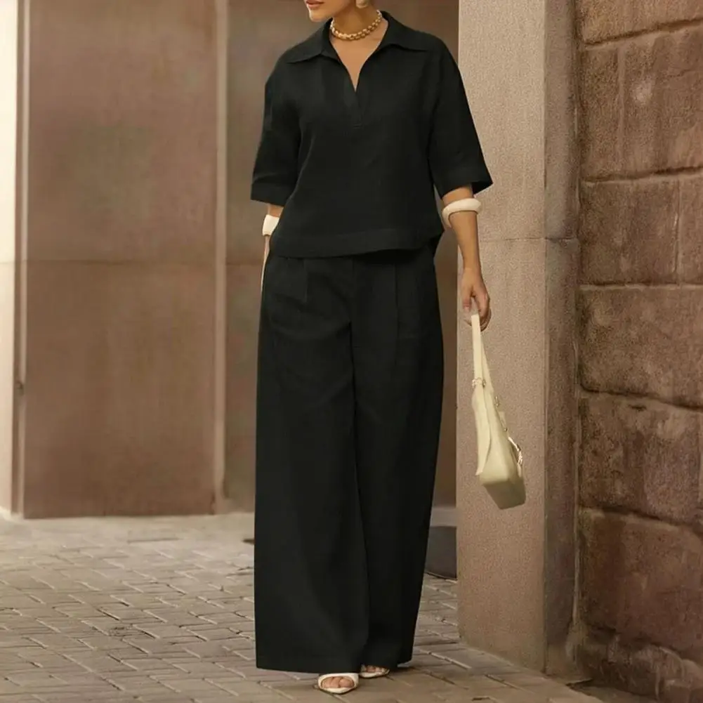 Dropped Shoulder Top Women Wide-leg Trousers Set High-waisted Women's 2 Piece Set Summer Outfit Short Sleeve V Neck Top Outfit
Dropped Shoulder Top Women Wide-leg Trousers Set High-waisted Women's 2 Piece Set Summer Outfit Short Sleeve V Neck Top Outfit