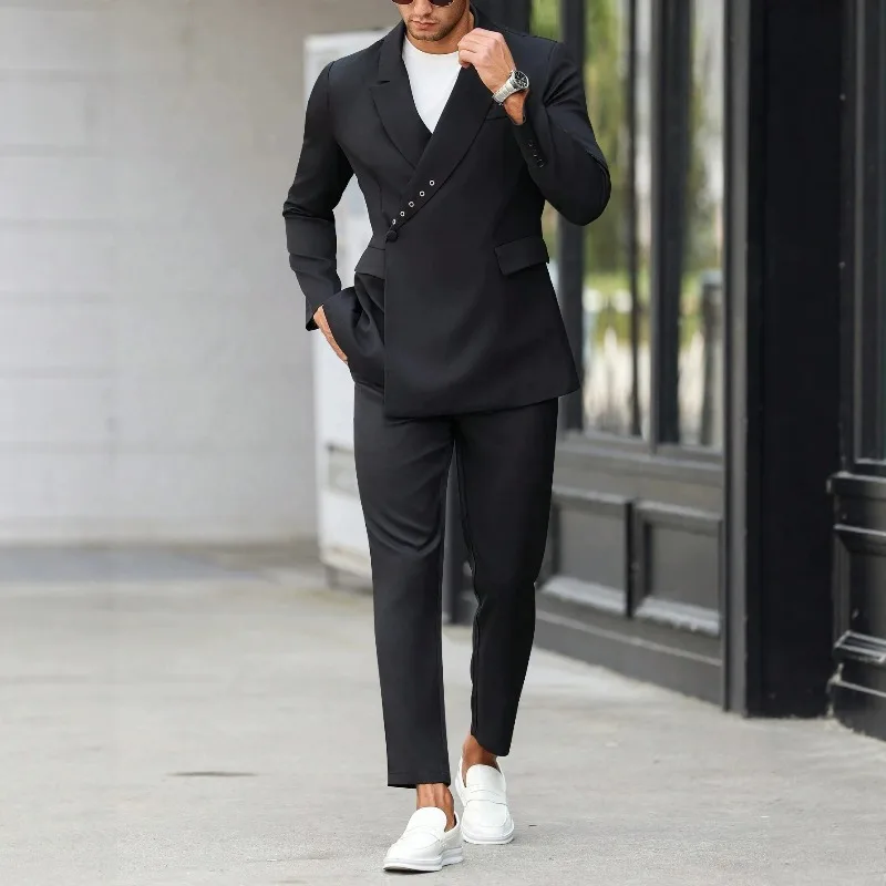 KIDWHXR Man Suit Outfit British Style Single-breasted Solid Blazer Male Straight-leg Pant Men Slim Business Casual 2-piece Set
KIDWHXR Man Suit Outfit British Style Single-breasted Solid Blazer Male Straight-leg Pant Men Slim Business Casual 2-piece Set