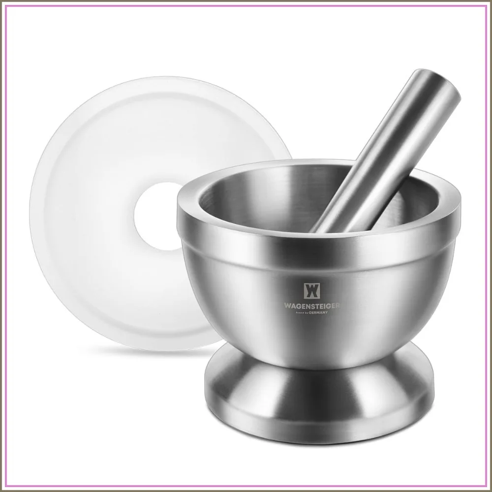 SUS304 Stainless Steel Mortar & Pestle Set with Silicone Lid, Anti-Slip Base for Crushing Spices and Herbs, Home & Commercial Use, Easy Clean
SUS304 Stainless Steel Mortar & Pestle Set with Silicone Lid, Anti-Slip Base for Crushing Spices and Herbs, Home & Commercial Use, Easy Clean