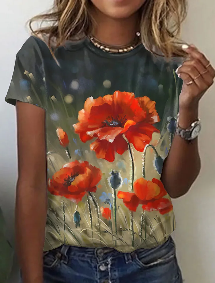 2024 Summer Women's New Flower Pattern Plant Printed Women's T-shirt Fashion Short Sleeve Casual Personality Top ME15
2024 Summer Women's New Flower Pattern Plant Printed Women's T-shirt Fashion Short Sleeve Casual Personality Top ME15