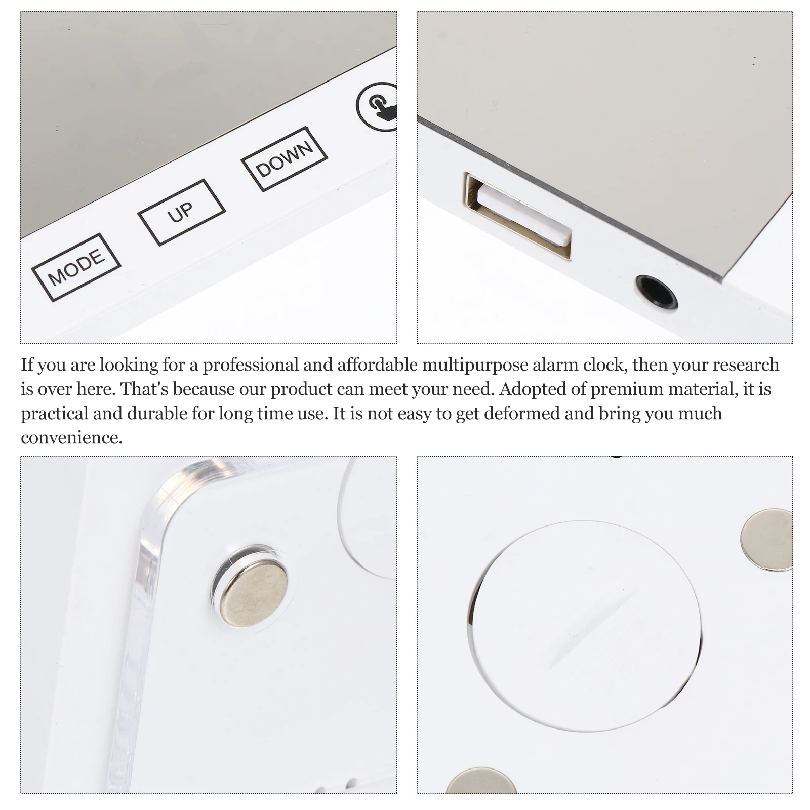 Digital Alarm Clock LED Temperature Humidity Display Bedroom Clear Acrylic Mirror Silent Operation Multifunction Wireless
Digital Alarm Clock LED Temperature Humidity Display Bedroom Clear Acrylic Mirror Silent Operation Multifunction Wireless