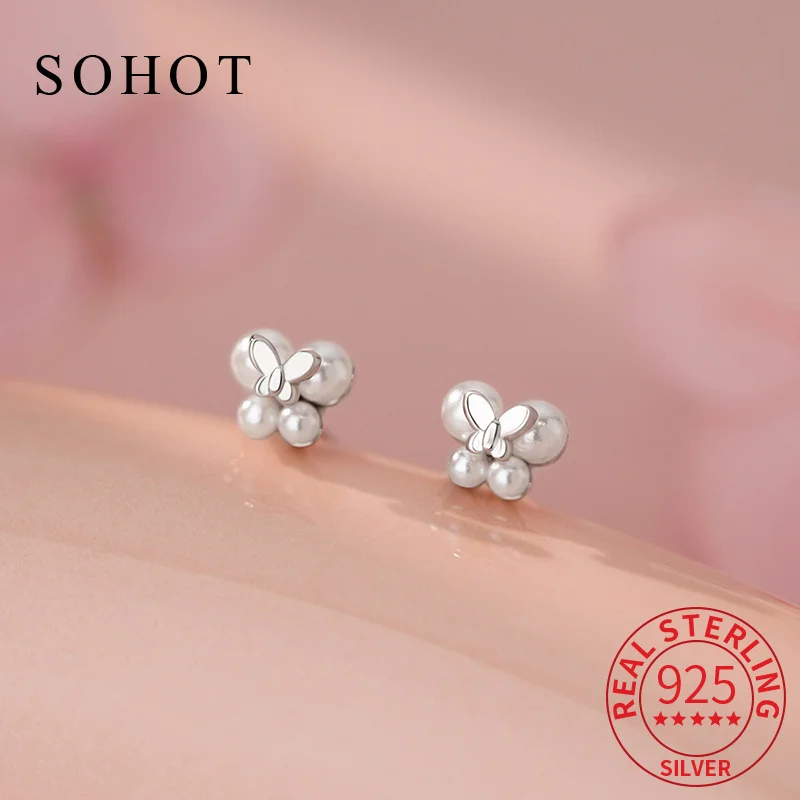 Real 925 Sterling Silver Luxurious Tiny Sweet Butterfly Stud Earrings for Elegant Women Fine Jewelry Romantic Accessories
Real 925 Sterling Silver Luxurious Tiny Sweet Butterfly Stud Earrings for Elegant Women Fine Jewelry Romantic Accessories