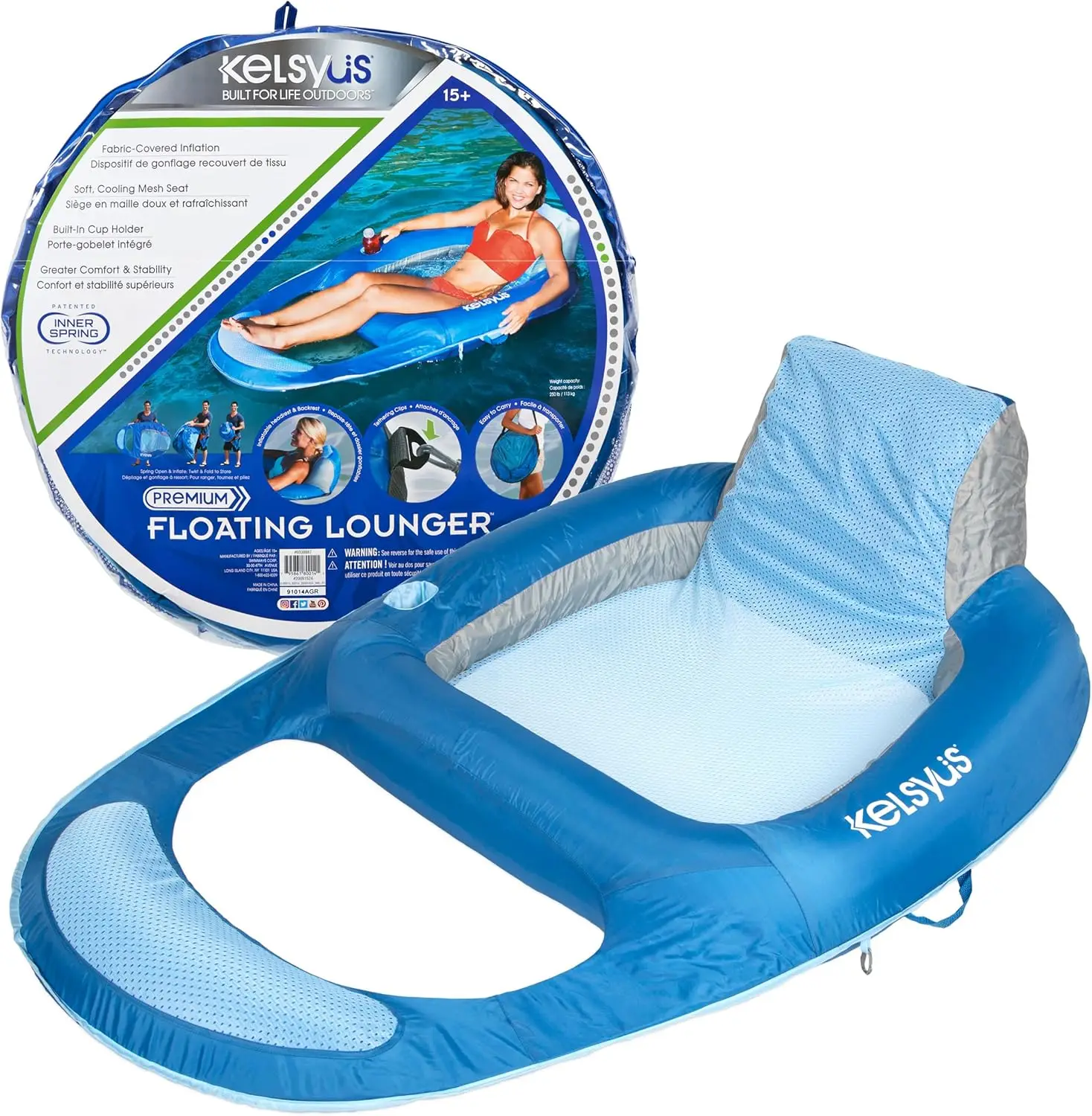 Light Blue Spring Float Pool Lounger Chair with Mesh Seat, Backrest & Cup Holder, 56x38x16 in, 250 lbs
Light Blue Spring Float Pool Lounger Chair with Mesh Seat, Backrest & Cup Holder, 56x38x16 in, 250 lbs