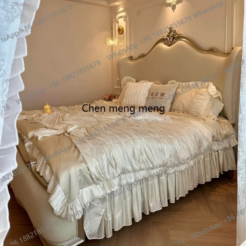 Простая кровать из массива дерева, новая, с тканевой обивкой, двуспальная кровать для домашнего использования.
Простая кровать из массива дерева, новая, с тканевой обивкой, двуспальная кровать для домашнего использования.