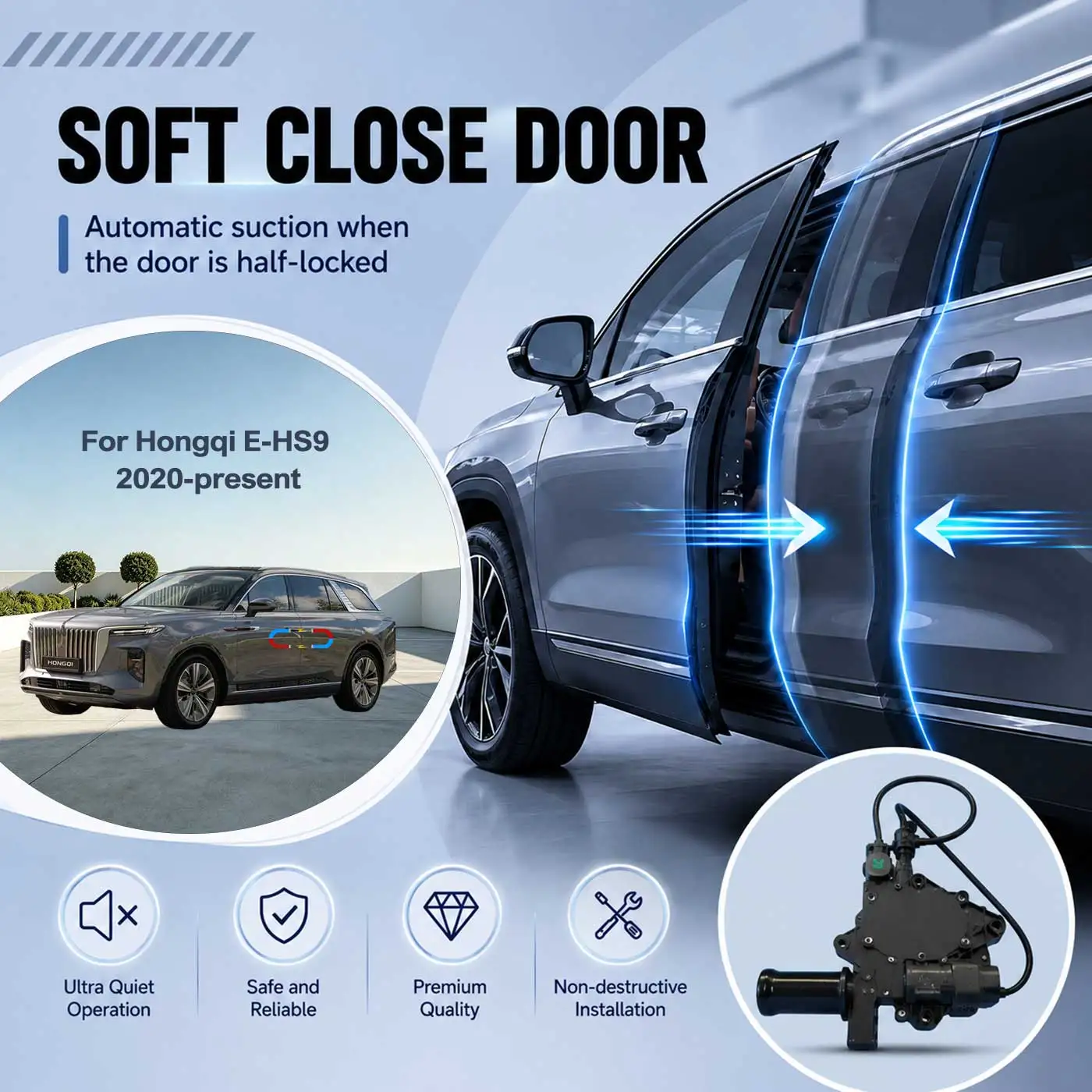 For Hongqi E-HS9 2020-present Electric Soft Close Door Auto Pull-In Suction Lock Intelligent Silent Closer Kit
For Hongqi E-HS9 2020-present Electric Soft Close Door Auto Pull-In Suction Lock Intelligent Silent Closer Kit