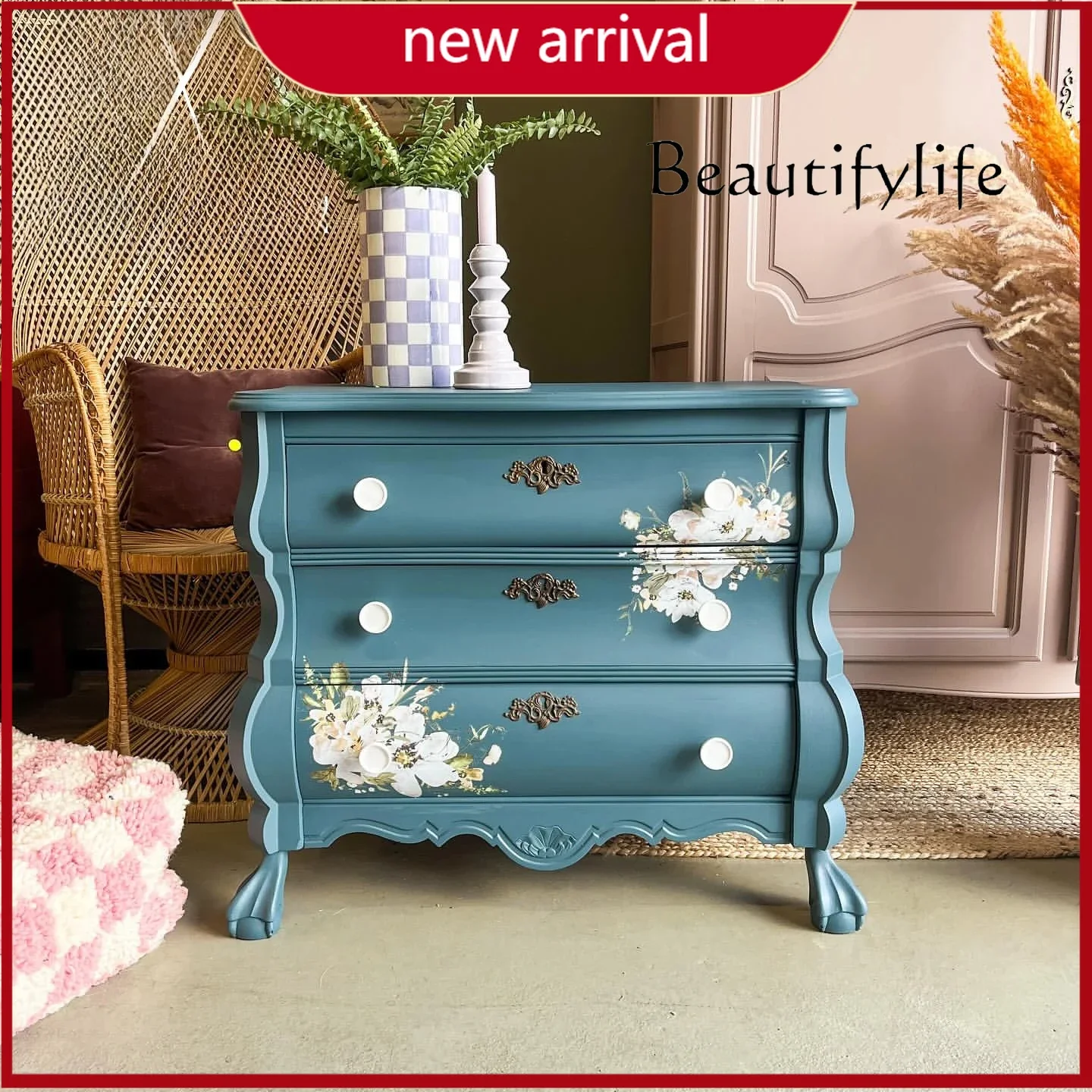 aQ ZY French Retro Solid Wood Hand-painted Storage Three-bucket Cabinet American Modern Simple Bedroom Bedside Table
aQ ZY French Retro Solid Wood Hand-painted Storage Three-bucket Cabinet American Modern Simple Bedroom Bedside Table