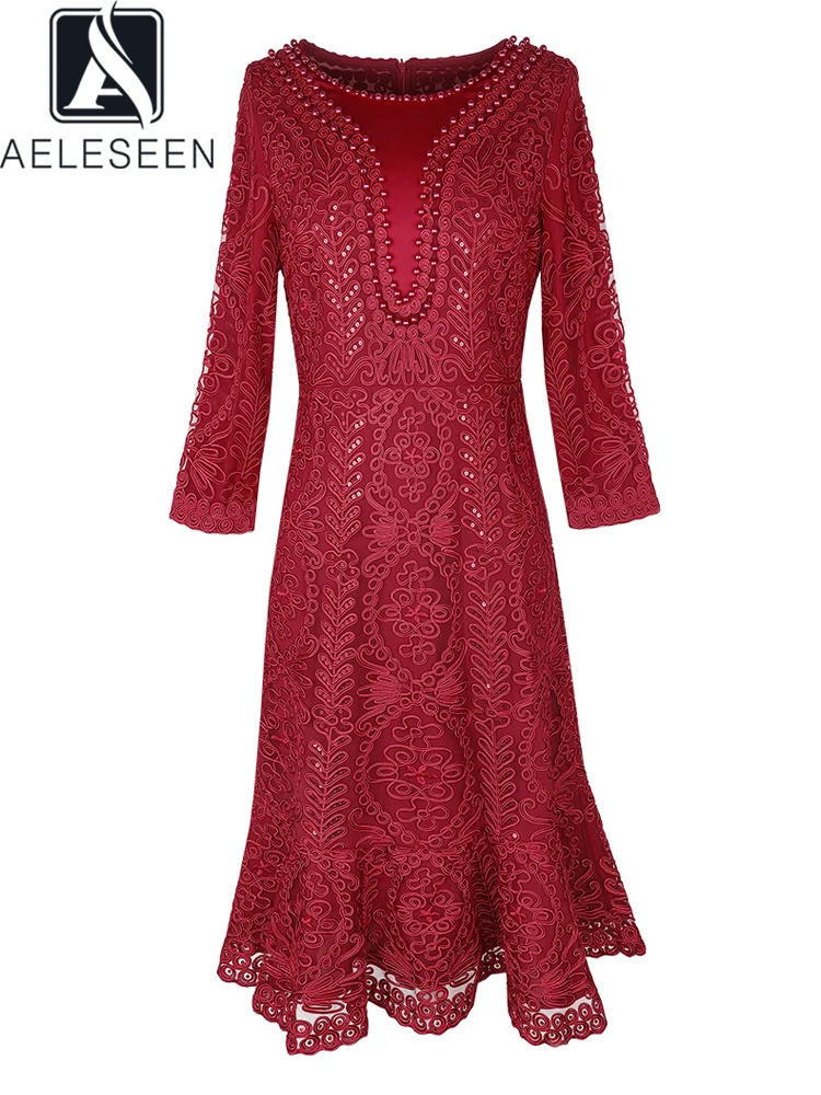 AELESEEN Fashion Designer 2023 Spring Summer 3/4 Sleeve Red Pink Flower Embroidery Mesh Sequined Beading Elegant Party Vacation
AELESEEN Fashion Designer 2023 Spring Summer 3/4 Sleeve Red Pink Flower Embroidery Mesh Sequined Beading Elegant Party Vacation