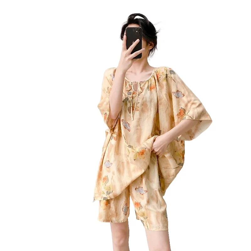 Underwear New Chinese Style Cotton and Silk Pajamas Women' Summer Thin Loungewear Foreign Style Spring Suits Can Be Worn Outside
Underwear New Chinese Style Cotton and Silk Pajamas Women' Summer Thin Loungewear Foreign Style Spring Suits Can Be Worn Outside