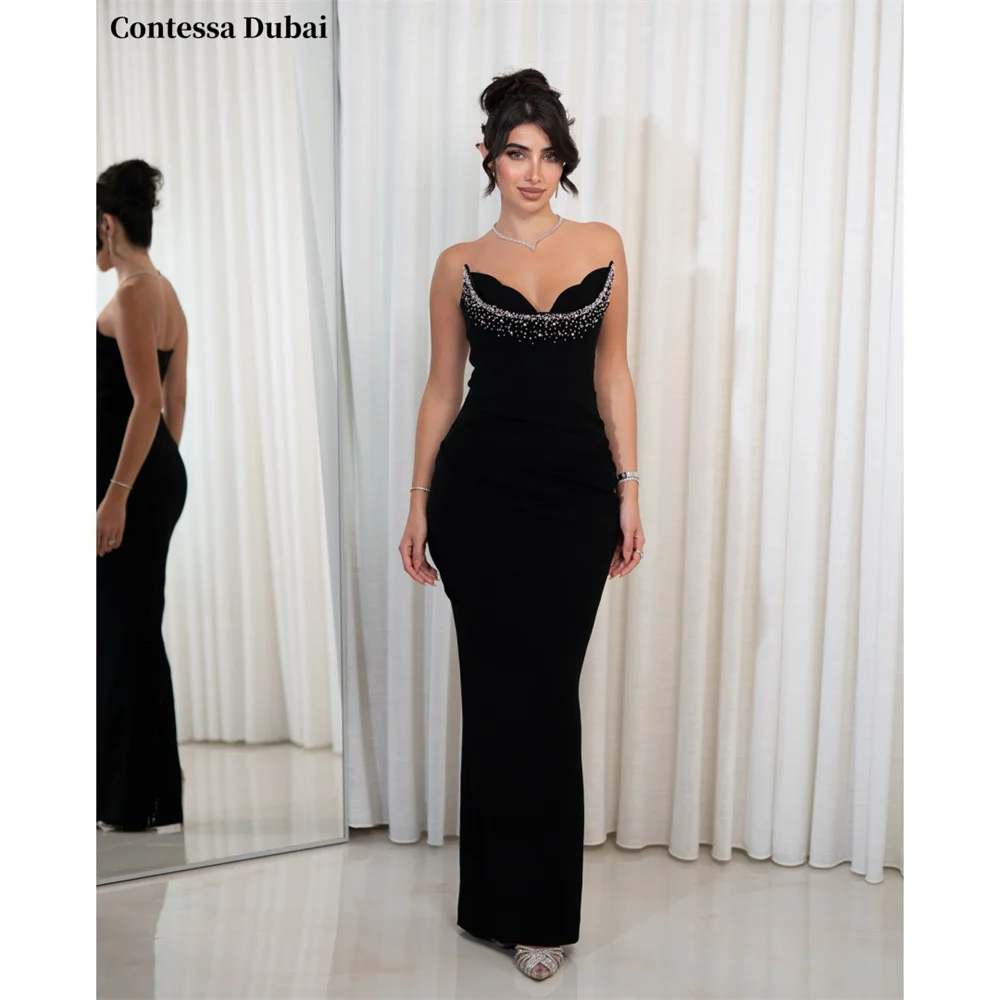 Contessa Custom Black Strapless Evening Dress Ruched Detail Prom Dresses Mermaid Vestidos De Noche Crystal Formal Evening 2026
Contessa Custom Black Strapless Evening Dress Ruched Detail Prom Dresses Mermaid Vestidos De Noche Crystal Formal Evening 2026