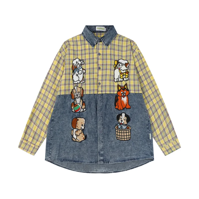 MAQVOB High Quality EU US Size Funny Cartoon Dog Embroidered Men and Women Street Fashionable Loose Long Sleeve Denim Shirt
MAQVOB High Quality EU US Size Funny Cartoon Dog Embroidered Men and Women Street Fashionable Loose Long Sleeve Denim Shirt