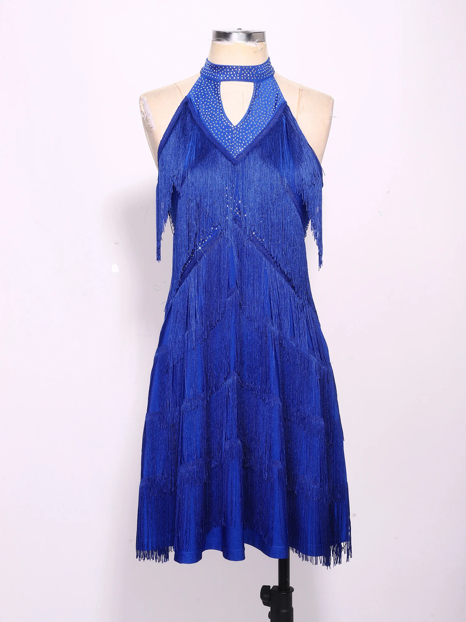 Women Fringe Latin Dress Competition Salsa ChaCha Dress Halter Rhinestones Tiered Tassel Backless Dress Samba Ballroom Dancewear
Women Fringe Latin Dress Competition Salsa ChaCha Dress Halter Rhinestones Tiered Tassel Backless Dress Samba Ballroom Dancewear