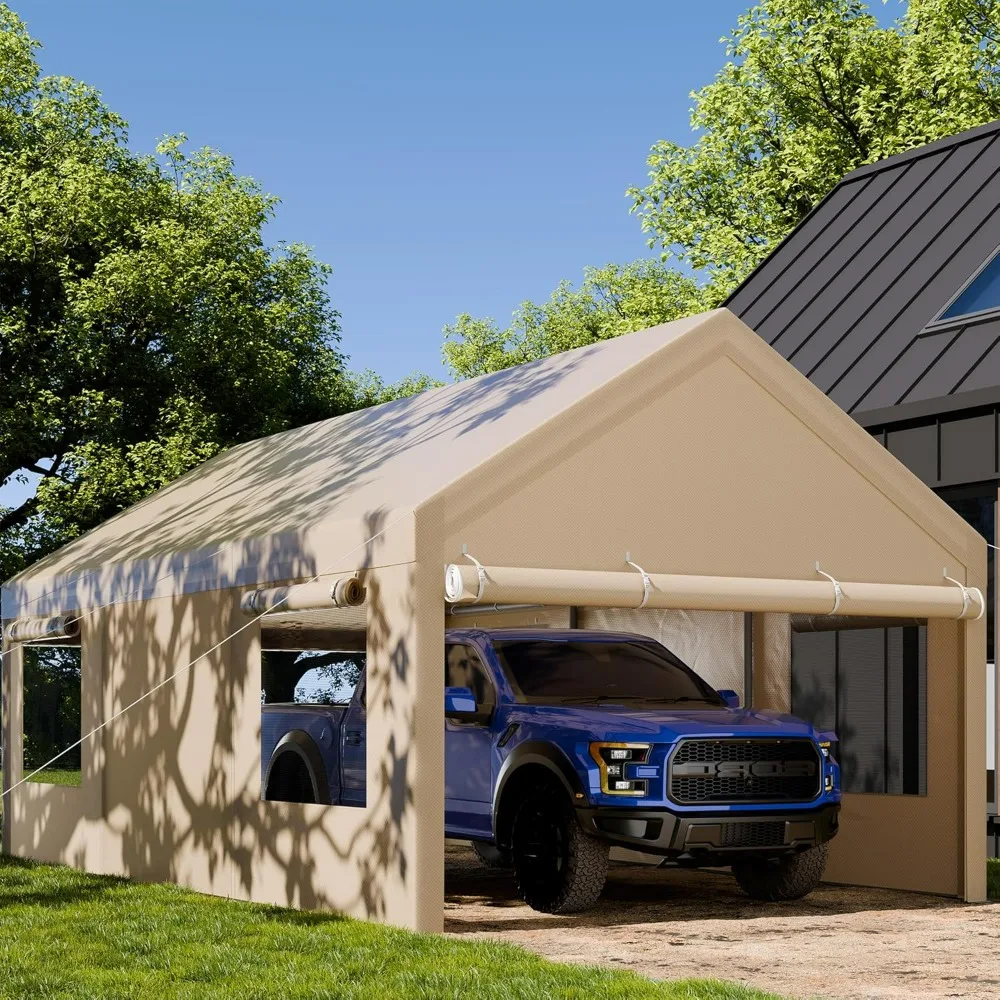 12×20 Heavy-Duty Carport, Portable Garage with Roll-Up Windows, Removable Sidewalls and Doors, Sandbags, and All-Season Tarp fo
12×20 Heavy-Duty Carport, Portable Garage with Roll-Up Windows, Removable Sidewalls and Doors, Sandbags, and All-Season Tarp fo