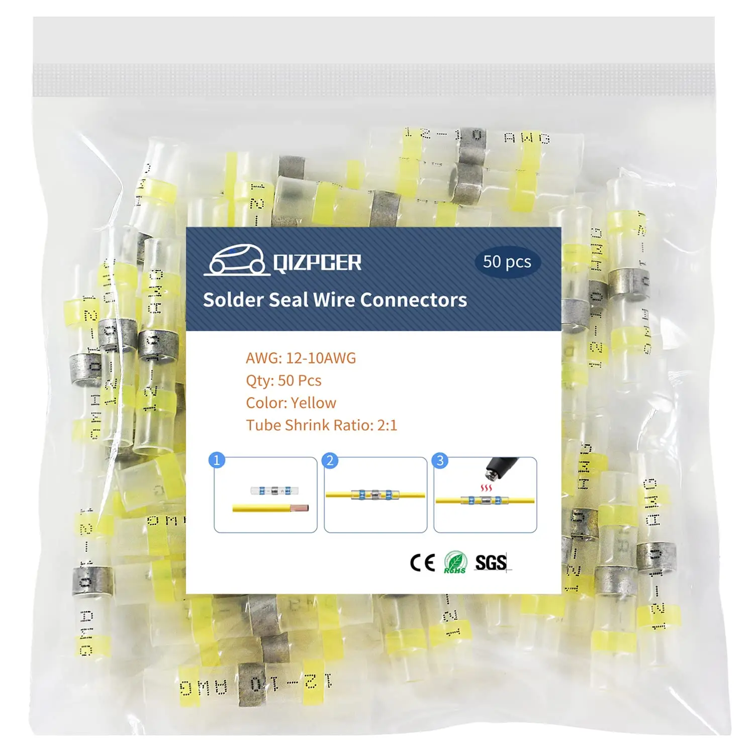 50 Pcs 12-10 AWG Heat Shrink Solder Connectors, Waterproof Marine Grade Electrical Butt Terminals
50 Pcs 12-10 AWG Heat Shrink Solder Connectors, Waterproof Marine Grade Electrical Butt Terminals