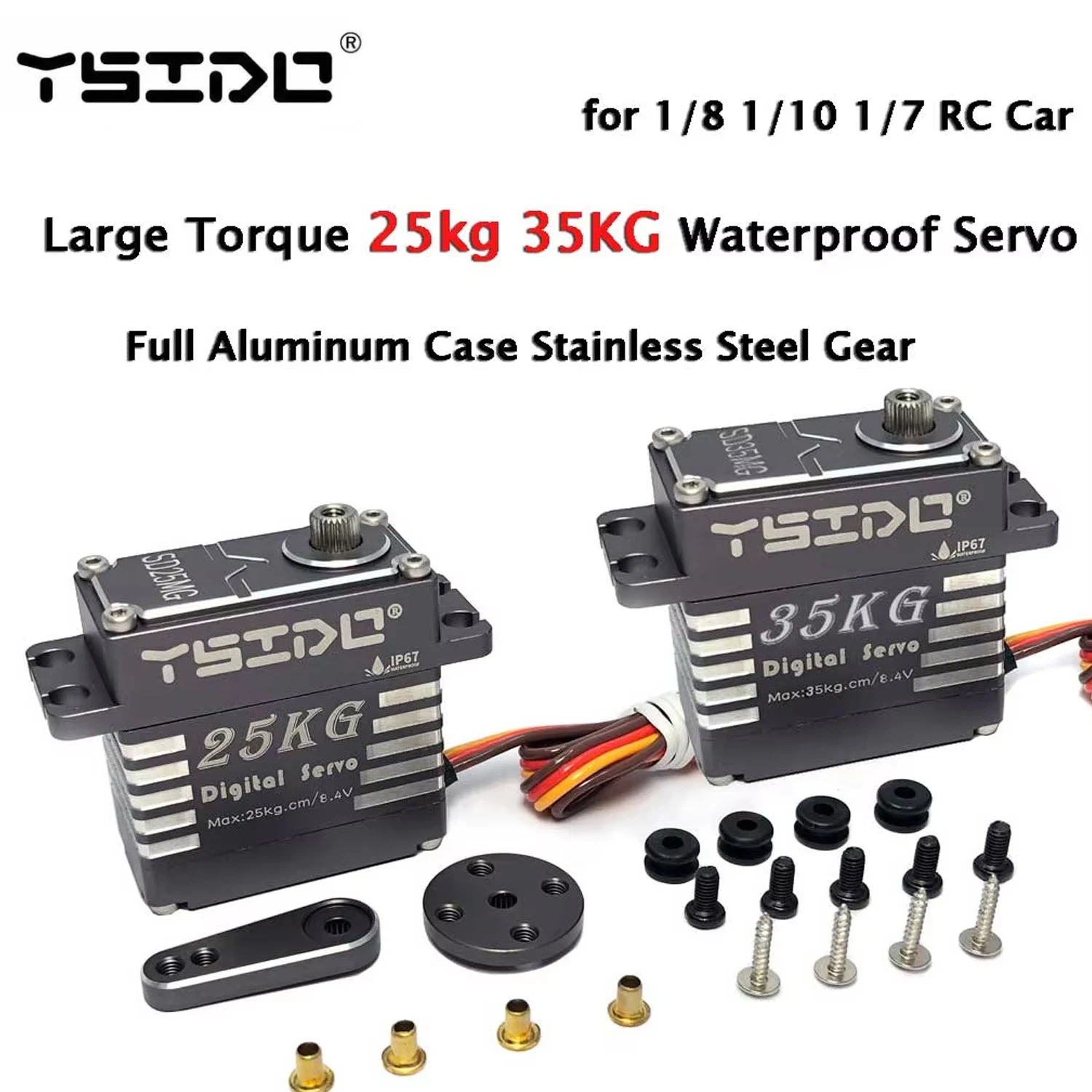 YSIDO Large Torque 25kg 35KG Waterproof Servo 180° Full Aluminum Case Stainless Steel Gear High Torque for 1/8 1/10 1/7 RC Car
YSIDO Large Torque 25kg 35KG Waterproof Servo 180° Full Aluminum Case Stainless Steel Gear High Torque for 1/8 1/10 1/7 RC Car