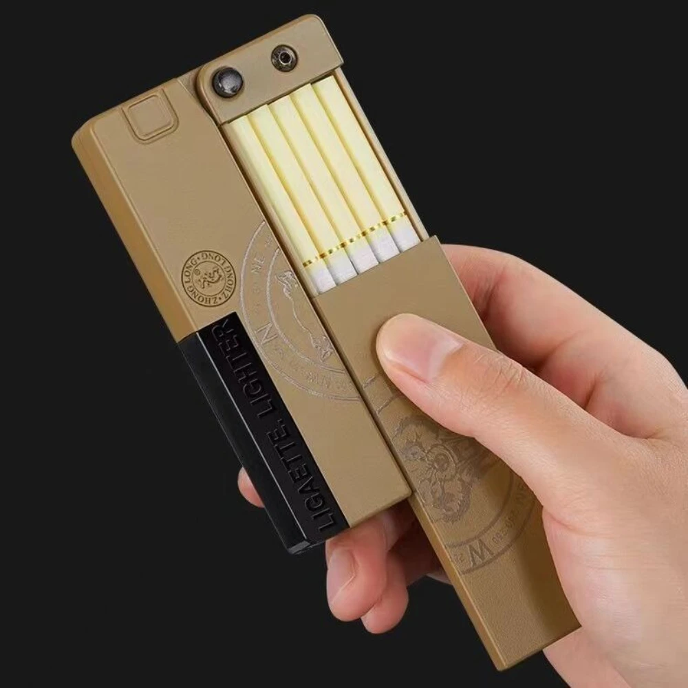 2-in-1 Creative Folding Gun Type Cigarette Case Butane Gas Lighter 10 Fine Cigarette Packs Windproof Jet Blue Flame Fun Lighters
2-in-1 Creative Folding Gun Type Cigarette Case Butane Gas Lighter 10 Fine Cigarette Packs Windproof Jet Blue Flame Fun Lighters