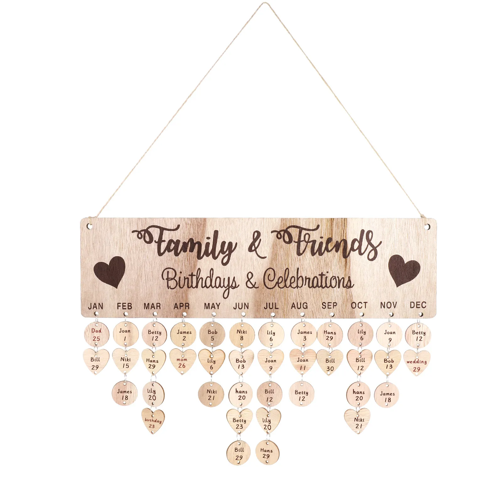 50 Round 50 Heart DIY Wooden Hanging Calendar Reminder Plaque Wall Decor for Birthday Wedding Date Tracking Family Home Office
50 Round 50 Heart DIY Wooden Hanging Calendar Reminder Plaque Wall Decor for Birthday Wedding Date Tracking Family Home Office