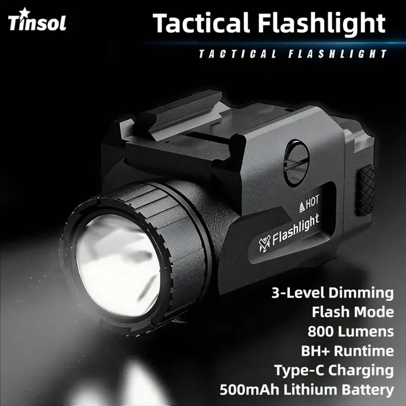 TINSOL 800LM Powerful Tactical Light 4 Mode USB Rechargeable Quick Release Handgun Outdoor Shooting Picatinny Rail Mount
TINSOL 800LM Powerful Tactical Light 4 Mode USB Rechargeable Quick Release Handgun Outdoor Shooting Picatinny Rail Mount