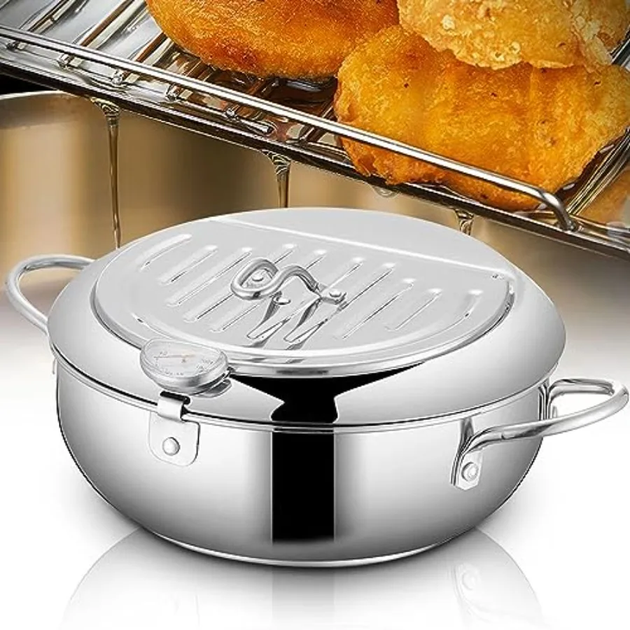 Deep Fryer Pot - Japanese Tempura Small Deep Fryer Stainless Steel Frying Pot With ThermometerLid And Oil Drip Drainer Rack for
Deep Fryer Pot - Japanese Tempura Small Deep Fryer Stainless Steel Frying Pot With ThermometerLid And Oil Drip Drainer Rack for