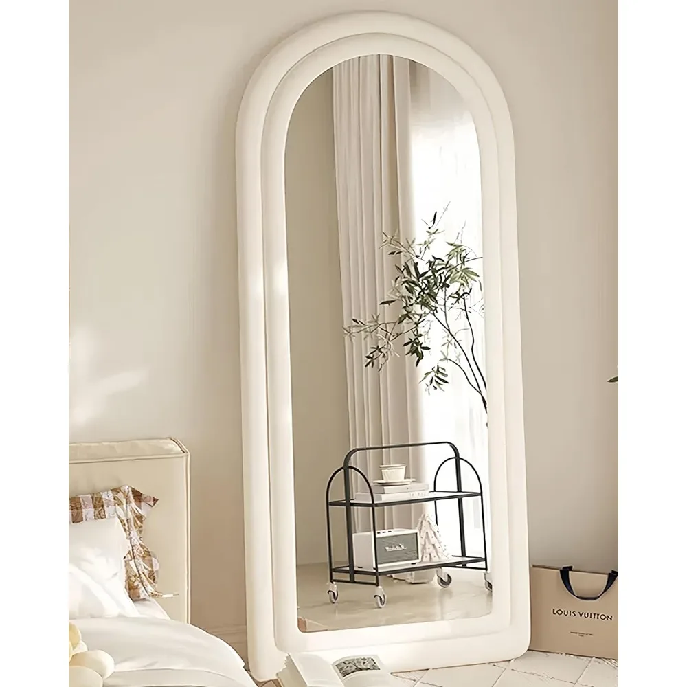 Arched Full Length Mirror, Floor Mirror Freestanding, Large Floor Length Mirror with Stand, Flannel Frame, Beige White
Arched Full Length Mirror, Floor Mirror Freestanding, Large Floor Length Mirror with Stand, Flannel Frame, Beige White