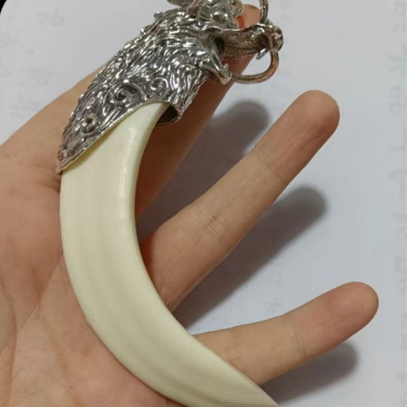 Mai Chang/ Tibetan Silver Auspicious Dragon Head Inlaid Natural Wild Boar Tooth Necklace Pendant Fashion Men Women Couple Gift
Mai Chang/ Tibetan Silver Auspicious Dragon Head Inlaid Natural Wild Boar Tooth Necklace Pendant Fashion Men Women Couple Gift
