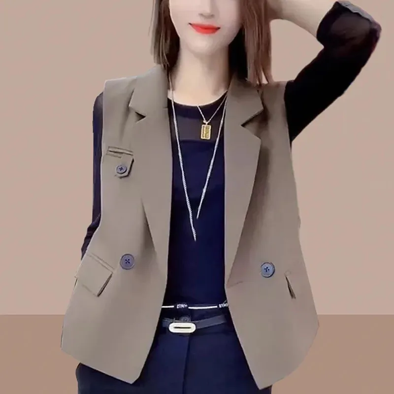 Корейский женский однотонный короткий жилет, верхняя одежда, дизайн Sense Femme, костюм, жилет, пальто, женский модный пиджак без рукавов для отдыха, куртка
Корейский женский однотонный короткий жилет, верхняя одежда, дизайн Sense Femme, костюм, жилет, пальто, женский модный пиджак без рукавов для отдыха, куртка
