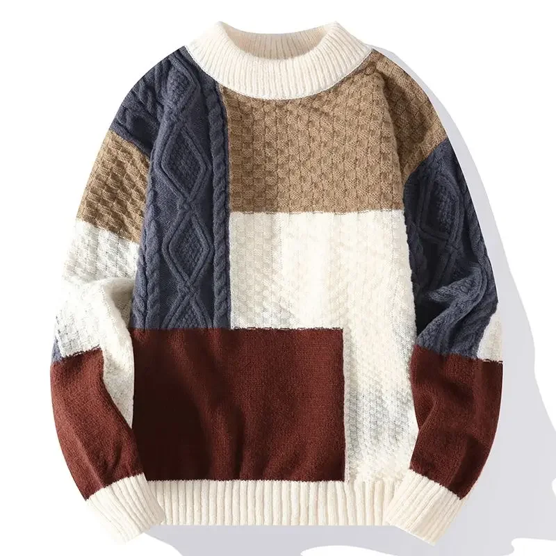 Pop Warm Knitted Sweaters For Men Contrasting Colors High Collar Pullover Man Turtleneck Fleeced Loose Fit Harajuku Cheap
Pop Warm Knitted Sweaters For Men Contrasting Colors High Collar Pullover Man Turtleneck Fleeced Loose Fit Harajuku Cheap